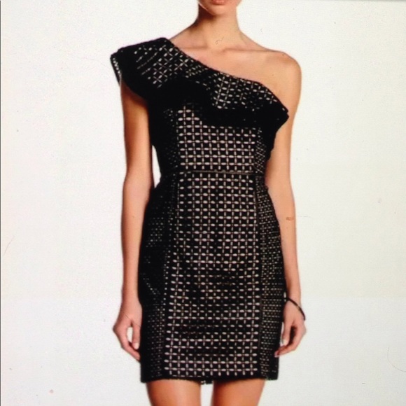 one shoulder eyelet dress